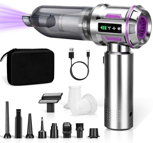 Utoimain Aspirateur à Main 16000Pa, Aspirateur de Voiture Puissant avec Moteur sans Balai 80000rpm, 4-en-1 Aspirateur sans Fil, 3 Niveaux d’Aspiration pour Maison, Voiture, Poils d’Animaux, Bureau