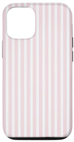 Preppy Blush Pink & White Vertical Stripe Style Case for iPhone 12/12 Pro