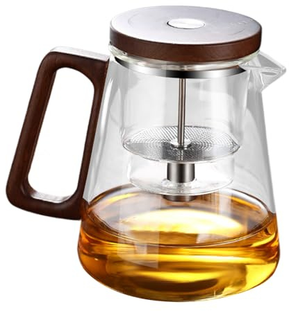 Théière en verre transparent avec poignée anti-brûlure, anti-déversement, résistant à la chaleur, carafe de 800 ml pour eau, maison, bureau, cuisine, voyage, plage
