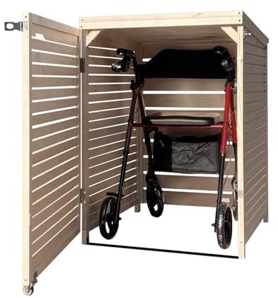Rollatorgarage Rollatorbox Rollator Garage Abdeckung Aufbewahrungsbox abschließbar Holz (naturbelassen)