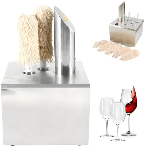 Weinglaspolierer 360° Reinigungs- Und Trockner-polierer mit Bürstenköpfen, Automatischer Trockner, Elektrischer Glasreiniger für Bars, Cafés, Restaurants, Küche 3 Wash