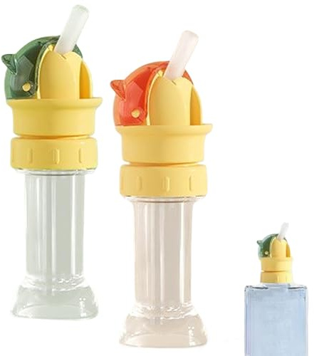 Water Bottle Spout Conversion Cap with Straw, Universal Fit for Juice & Water Bottles, Spill-Proof Flip Top Cover (Mixed * 2)