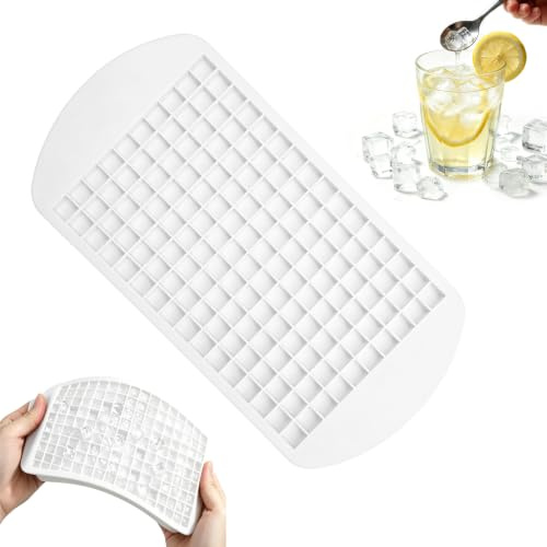 Mini Ice Cube Trays,160grids Silicone Ice Cube Tray Small Mold Easy Release | Reusable Cubes Mold Suitable for Coffee Cocktails Juice Milk Tea Kitchen and Party Food Making,Functional Home Tools (White)