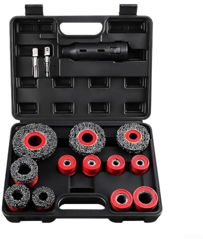 Set di 15 strumenti per la pulizia dei perni delle ruote dell'auto, spazzola per la rimozione della ruggine per dadi da 12-28 mm, adattatore per trapano a scatto per avvitatore a percussione, kit di