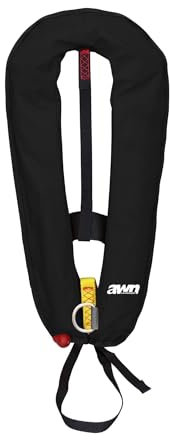 awn Supralite Schwimmweste, 170N, ISO 12402-3, vollautomatisch mit Schrittgurt, D-Ring und Bergeschlaufe, ohnmachtssicher, leicht und verstellbar, Rettungsweste, Schwimmhilfe Erwachsene, Schwarz