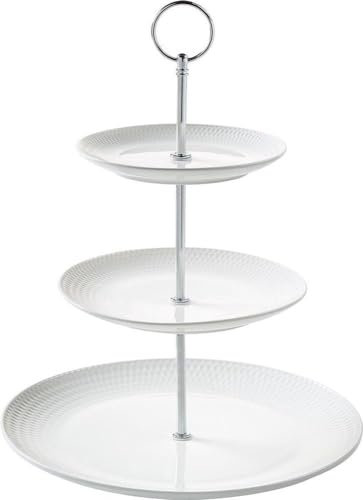 Maxwell & Williams DV0027 3-stöckige Etagere mit DREI Tellern – Porzellan Weiß – Serie Diamonds – Geschenkbox