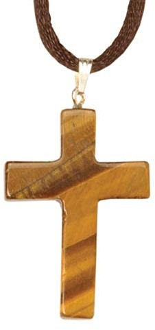 Jakobsweg [Bewahrer] Anhänger Lateinisches Kreuz aus Tigerauge