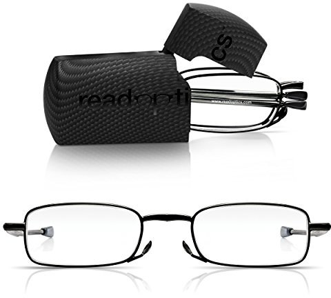 Read Optics faltbare Brille: Vollrand Lesehilfe in Stärke 1,5 Dioptrien für Herren/Damen. Mit Hartschalen-Etui, flexiblen Metall-Bügeln und Federscharnier. Hochwertige Gläser, schwarzer Rahmen