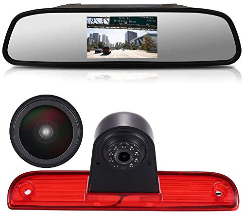 Transporter 4,3 Zoll Rückspiegel Monitor +1280x720 Pixel 3rd Bremslicht Rückfahrkamera Wasserdicht Nachtsicht Kamera für Van FIAT Ducato X250 X290 Bus Kasten/Peugeot Boxter/Citroen Jumper