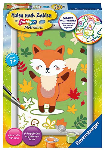 Ravensburger CreArt 28777 - Süßer Fuchs - Malen nach Zahlen für Kinder ab 7 Jahre, Malset mit Rahmen, Pinsel und Acrylfarben, Geschenk für Mädchen und Jungen