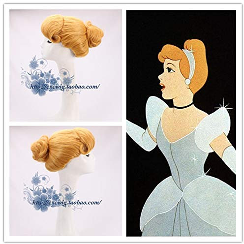 Aschenputtel Prinzessin Cosplay Perücke Gelbe Perücke Rollenspiel Klassische Aschenputtel Hochsteckfrisur Kostüm Perücken + Perücke Kappe