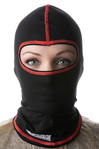 Starks Sturmhaube Balaclava Gesichtsmaske Premium Komfort, Einheitsgröße, Unisex - atmungsaktiv hypoallergisch, universell (Schwarz/Rot)