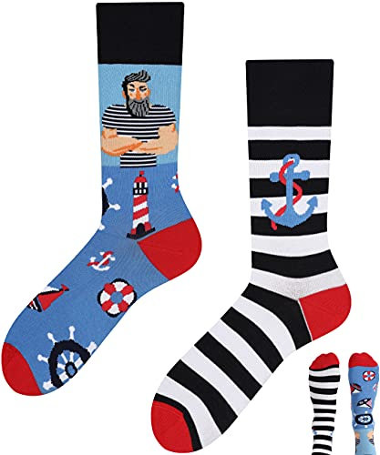 TODO Lustige Socken Herren und Damen, Coole Socken mit Motiv - Mehrfarbige, Bunte, Verrückte (39-42, Nordic Sea)