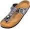 Palado Zehentrenner Damen Kos Prints – gefertigt in Spanien – Veloursleder-Decksohle – modische Prints – weich gepolstertes Fußbett Orna Schwarz UK6 - EU39