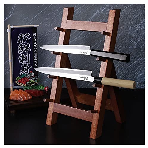 KELUNIS Kitchen Knife Block Holder for Sushi Sashimi Knife, Wooden Knife Organizer Display Stand for Japanese Cuisine Shop & Restaurant, 4-Layer