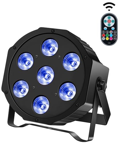 DELIBANG RGBW LED Par Strahler, 7 LED Par Scheinwerfer Bühnenlicht Partylicht Lichteffekte mit Fernbedienung für Disco DJ Party Hochzeit Weihnachten Haloween