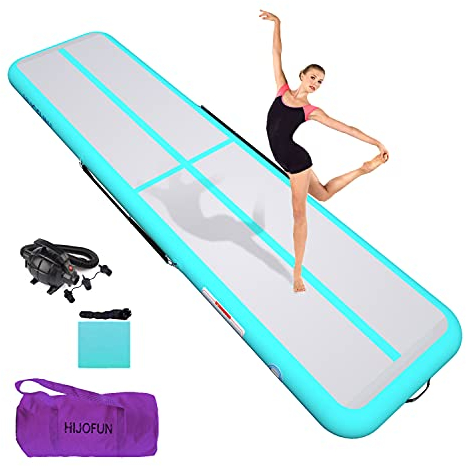 HIJOFUN Air Floor Mat 4 m Esterilla de gimnasia inflable con bomba práctica y 20 cm de espesor acrobacia pistas colchoneta de aire inflable para gimnasia, caída, yoga, taekwondo