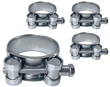 (4 Stück) Rohr 44-47 mm starke verstärkte Rohrschellen, verzinkte Stahlrohr-Schlauchschellen (4 Stück, 44-47 mm)