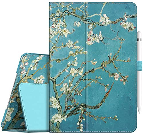 FINTIE Funda Tipo Libro para iPad de 9ª/8ª/7ª generación (2021/2020/2019) de 10.2 Pulgadas, protección de Esquinas, Cubierta Trasera de Cuero Vegano Soporte para lápices, Apagado y
