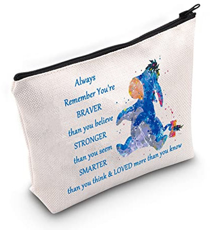 WZMPA I-Aah Kosmetiktasche mit Reißverschluss, Motiv: You Are Braver Stronger Smarter Than You Think, Always Donkey, Passform: