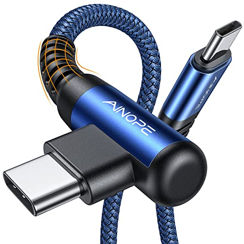 AINOPE USB C Kabel 60W Ladekabel USB C PD3.0 Schnellladekabel USB C, Nylon für iPhone 16 Pro Max Samsung Galaxy S25 Ultra S24 S23 Note 20 iPad Pro Air mini Macbook Pixel, 2 Stück, 2M+2M, Blau