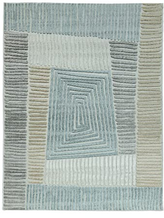 TT Home Moderner Outdoor Teppich Wetterfest Innen & Außenbereich Geometrisch Braun Beige, Größe:120 cm Rund