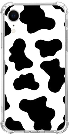 Black and White Cow Print Phone Case for iPhone XR, Aesthetic Cow Print Case for Girls Women Boys Men, Unique Trendy TPU Bumper Case for iPhone XR
