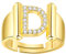 JewelryWe Schmuck Damen-Ring Buchstabe Ring Verstellbare Initiale Alphabet D Band Ringe mit Zirkonia Gravur Geschenk für Frauen Mädchen Gold