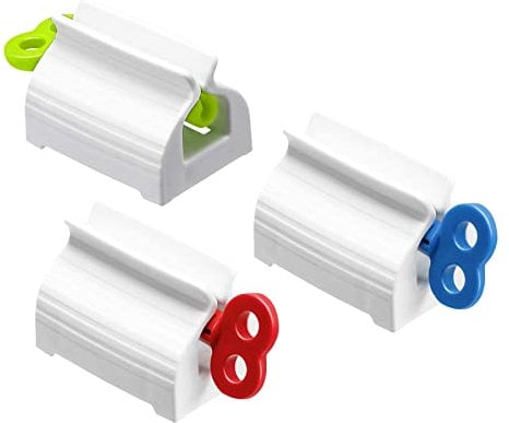 Andiker 3 Pieces Rolling Tube Toothpaste Squeezers, Toothpaste Seat Holder Stand Dispenser for Bathroom, Easy to Use