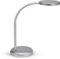 MAUL Schreibtischlampe LED MAULjoy | Kleine Schreibtischlampe mit Standfuß | Moderne Tischlampe für Schreibtisch, Büro | Flexible Lampe mit 3000K warmweißem LED Licht | Silber