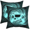 Spiele Kissenbezüge 55x55cm 2er Set Kissenbezüge Weich Videospiel Gaming Kissenhülle für Couch Sofa Spieler Teal Blau Galaxie Gamepad Action Buttons Sofakissen Couchkissen Outdoor Kissenbezug