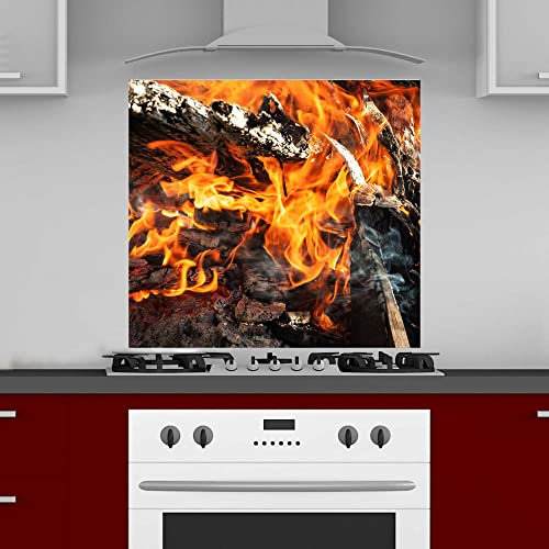 INDIGOS UG Küchenrückwand Platte für Fliesenspiegel - Grill Feuer BBQ - 60x60 cm - Spritzschutz Aluverbundplatte hitzebeständig - Rückwand Küche modern abwischbar - Herd & Ofen - Wandverkleidung