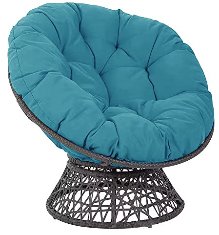 Morbuy Papasansessel Kissen Sitzauflage, Spritzwassergeschützt Rundes Dicke Stuhlkissen Bequem & Weich Sitzkissen Hängesessel für Indoor Outdoor Garten Stuhlauflage (90x90CM,Pfauenblau)