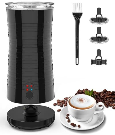 morpilot Milchaufschäumer Elektrisch 4-in-1, Milchschäumer für Heißer&Kalter Milchschaum Automatische mit 4 Modi,Anti-Rutsch Design, 400W, 240ml (Schwarz)