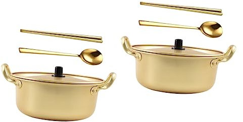 UPKOCH 2 Ensembles Casserole De Nouilles Instantanées Casserole Avec Couvercle Pot De Ramen Avec Couvercle Pot De Ramen Coréen Pot De Nouilles Ramen Petit Pot En Aluminium Petite