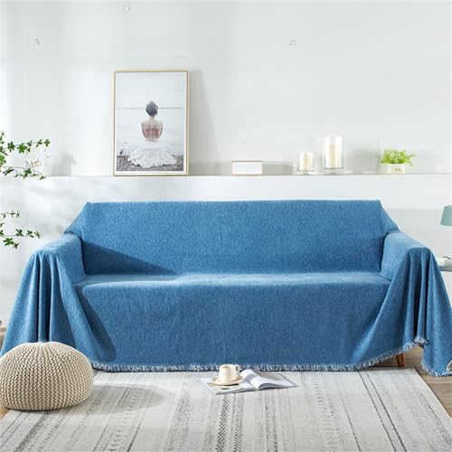 FANSU Sofabezug L Form 1 2 3 4 Sitzer, Einfarbig Sofaüberwurf Decke Ecksofa Universelle Couch Bezug Sofaschoner Sofa Decken Couch Überwürf Einteiliger Sofabezug (Blau,180x180cm)