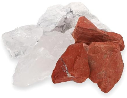 Wassersteine „Fitness“ Mischung | Edelsteinwasser Set | 100% naturbelassene Rohsteine | Magnesit + Roter Jaspis + Bergkristall 300g | Lebensquelle Plus