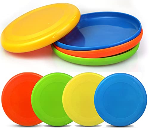 LNCOJOLM Thick 9 Flying Disc Toys for Kids Adults, Flying Saucer Sport Yard Disc Toy for Outdoor Beach Accessories Backyard Lawn Park, Durable ABS Sports Toy Set Kids Boys Girls (8 Pack)