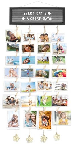 Icona Bay Picture Frames Collage Wall Decor Hanging Photo Display Frame Felt Letter Board with 340 Letters and 30 Clips - Black