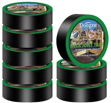 Dongxw Joist Tape, 8 Rolls 5cm x 15.2m Waterproof Butyl Deck Flashing Tape, Weather Resistant for Decking, Beams, Wood Joists