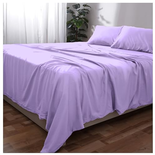 Novo Home Set di lenzuola per letto singolo (Lilla), morbida microfibra spazzolata con lenzuolo piatto, lenzuolo con angoli e federa, tasca profonda, resistente allo sbiadimento, facile da pulire