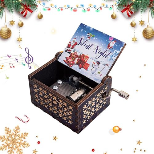 Weihnachtsspieluhr mit Handkurbel,Spieluhr mit Handkurbel | Handgekurbelte Spieluhr als Tischdekoration - Aus Geschnitzte Spieluhren, Fantastische Weihnachtsmusikbox für Kinder, Freunde