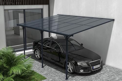 Cazeboo Toit terrasse/Carport 13,5m² KLEO 4,5x3m Aluminium Gris