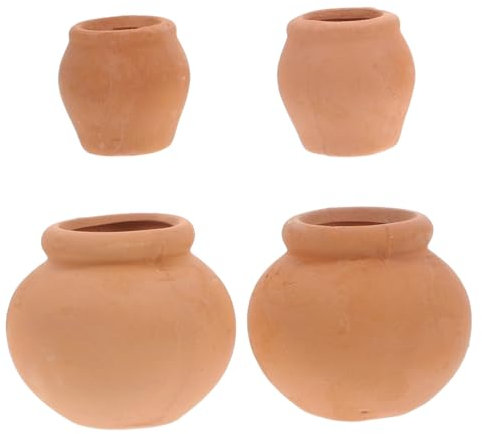 NULYLU 4pièces Lot de Petits Pots Terre Cuite pour Plantes Mini Pots pour Pépinière Et Culture De Fleurs