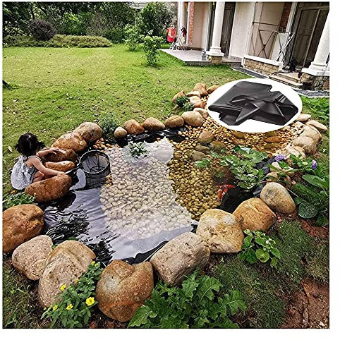 Rivestimento per laghetto in HDPE nero per piccoli laghetti, spessore 0,3 mm, rivestimento preformato per torrenti, fontane e giardini acquatici, 9 x 6 m