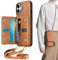 TUCCH Case for iPhone 16 Plus (6.7) 2024 with Adjustable Strap, Wallet Case with[6 Card Holders][RFID Blocking][Detachable Crossbody Lanyard][Magnetic Closure], Shockproof PU Leather Cover, Brown
