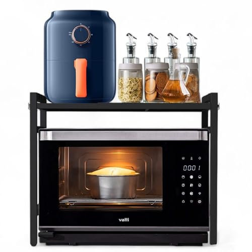 DanDiBo Verstellbares Küchenregal für Arbeitsplatte Schwarz Stehend 2 Stufig 40-64 cm Regal Küche 96613 Standregal