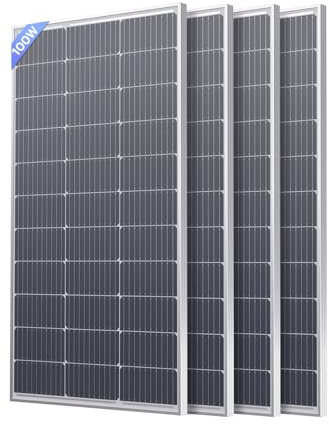 Callsun Lot de 4 panneaux solaires 400 W, 12 V 100 W avec design à haut rendement, module PV monocristallin à haute efficacité, idéal pour camping-car, toit, maison, ferme, cabine hors réseau, secours