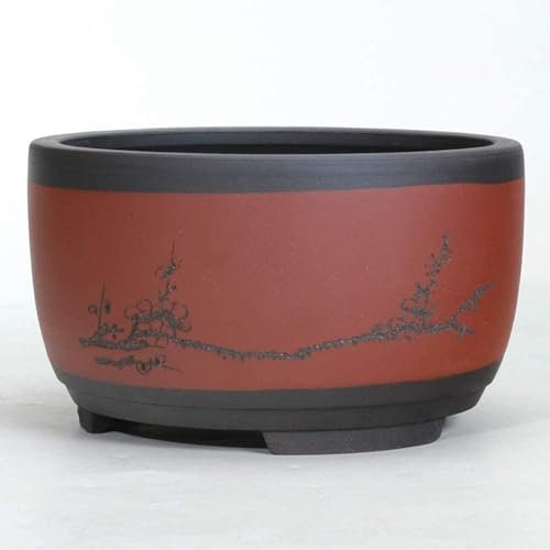 ASerZenith Große Pflanztöpfe im chinesischen Stil – Keramik-Gartentopf für drinnen und draußen mit Drainage für Pflanzen und Blumen, handbedruckte Sukkulentenbehälter mit Drainagelo(Red-17CM)