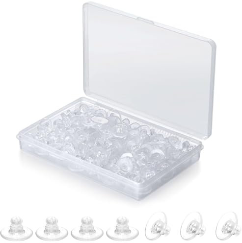 COYUN 100 Pezzi Ferma Orecchini In Silicone, Chiusura Universale, Chiusura In Gomma, Con Scatola Di Immagazzinaggio, Per La Sostituzione Fai-Da-Te,Trasparente